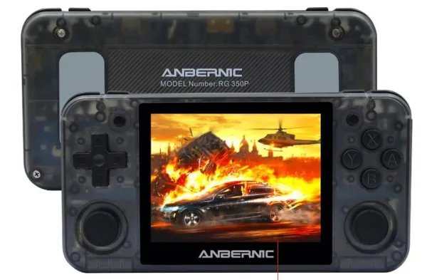 Карманная игровая приставка Anbernic RG350P + карта памяти 64GB с играми Прозрачно-Серый
