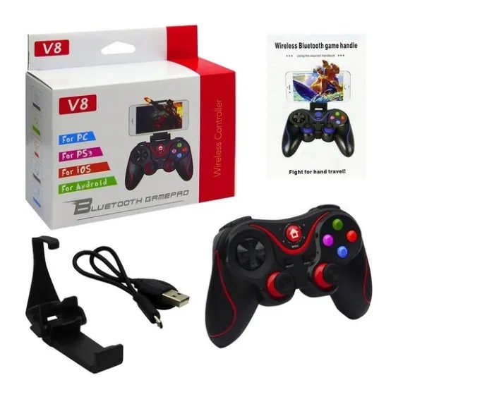 Bluetooth геймпад, джойстик Game G-V8pro, игровой контроллер, для ПК, PS3, SmartTV, Android, iOS, Black (74039-AV) TRG-190729