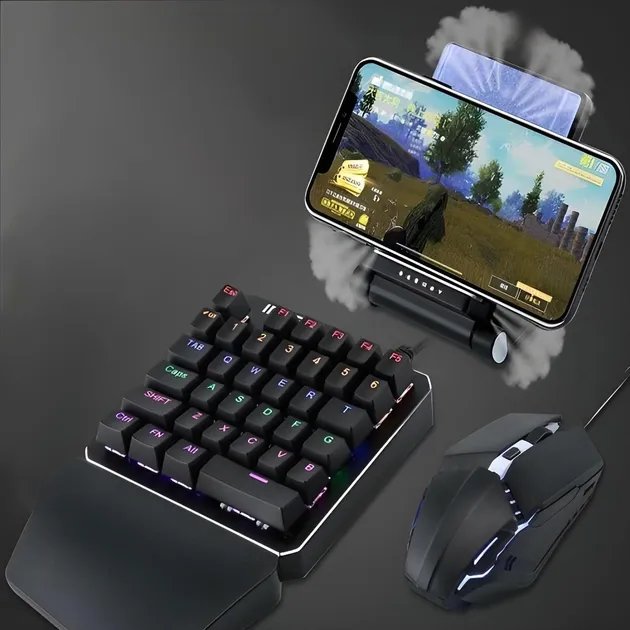 Мобильный игровой Bluetooth адаптер с охлаждением, игровой клавиатурой и мышкой P6 PUBG Mobile
