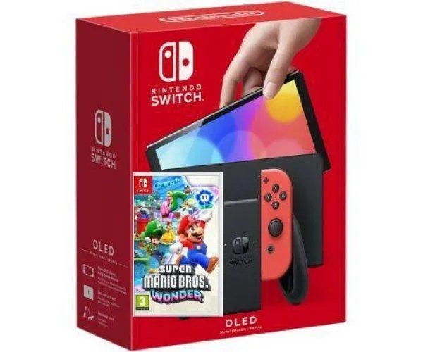 Nintendo Switch (OLED model) Neon Blue-Red + Игра Super Mario Bros Wonder (русская версия)