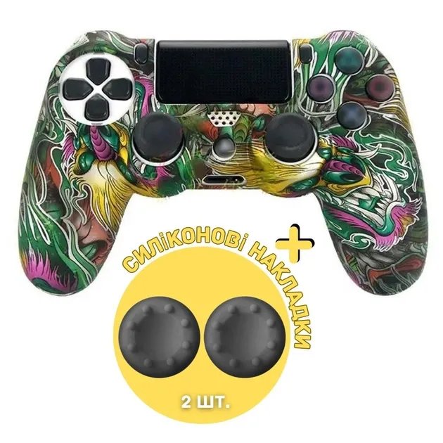 Качественный защитный силиконовый чехол для геймпада Sony DualShock 4™ (PS4) type 24 + в подарок накладки на стики