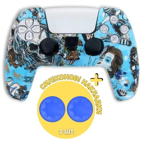 Качественный защитный силиконовый чехол для геймпада Sony DualSense™ (PS5) type 10 + в подарок накладки на стики
