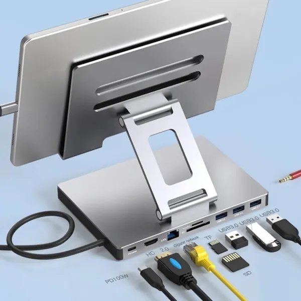 Док-станція 9в1 для Steam Deck|iPad|Android (HDMI 4K/Ethernet/ 3хUSB 3.0/ USB-C 100W/3.5мм/SD/TF)