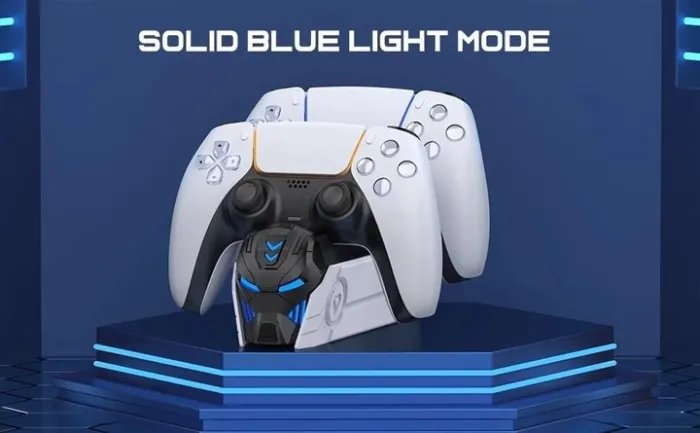 Зарядка для джойстика PS 5 BebonCool Док Станция для PlayStation 5 PS 5 DualSense на 2 геймпада с LED подсветкой Серый