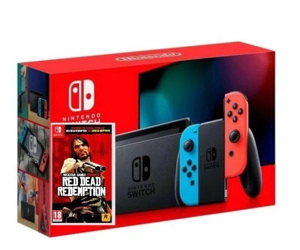 Nintendo Switch Neon Blue-Red (Upgraded version) + Игра Red Dead Redemption (русская версия)