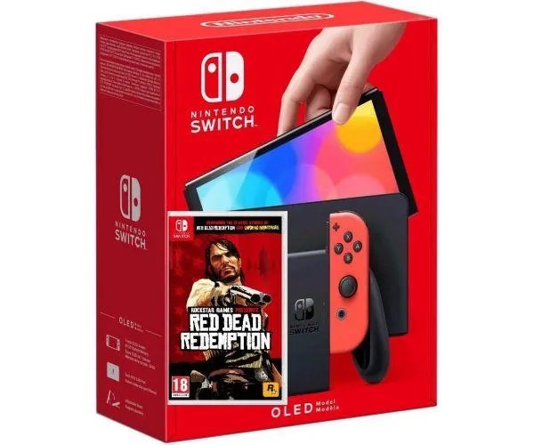 Nintendo Switch (OLED model) Neon Blue-Red + Игра Red Dead Redemption (русская версия)