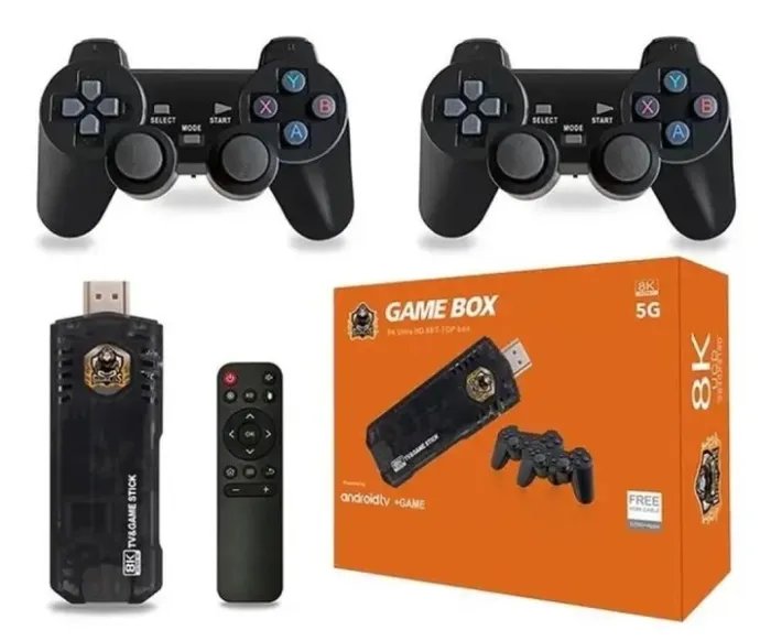 Стационарная игровая приставка консоль Android 12 micro USB 2 джойстика MicroSD GAME BOX X8 8K/5G Black