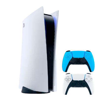 Набор Консоль Sony PlayStation 5 Blu-ray 825GB (9424390) White + Геймпад Беспроводной DualSense Ice Blue