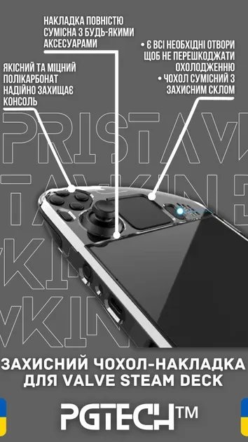 Чехол-накладка PGTECH™ для портативной игровой консоли Valve STEAM DECK (Прозрачный)