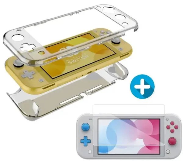 Комплект: чохол-накладка Transparent + захисне скло для Nintendo Switch LITE (Прозорий)