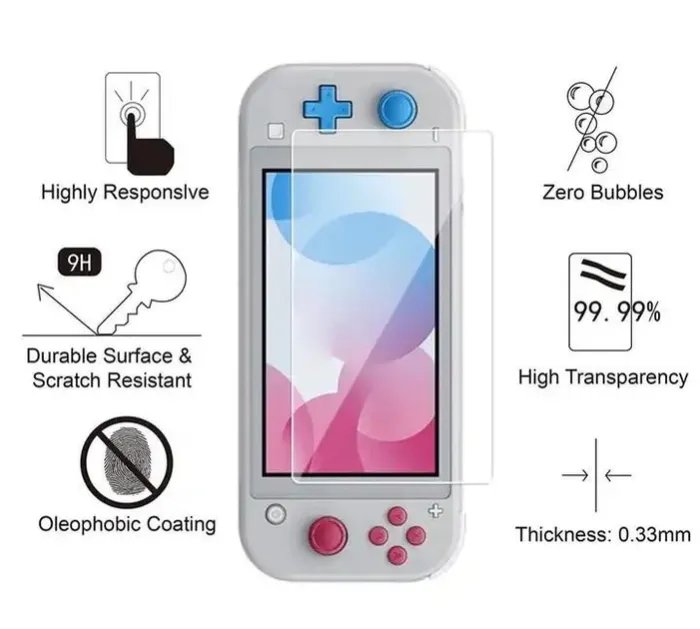 Комплект: чохол-накладка Transparent + захисне скло для Nintendo Switch LITE (Прозорий)