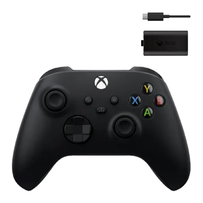 Набор Геймпад Беспроводной Microsoft Xbox Series Controller (XOA-0005, QAT-00001, QAT-00002) Carbon Black + Аккумулятор Play and Charge Kit + Кабель USB Type-C