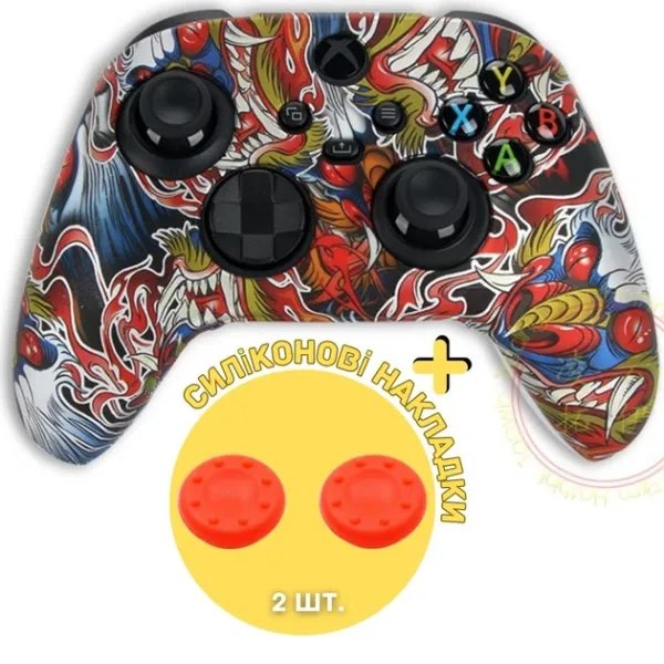 Качественный защитный силиконовый чехол для геймпада Xbox Series X|S (Type 5) + в подарок накладки на стики