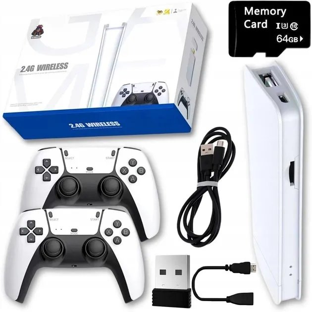 Игровая консоль M15 Plus 64Gb 30000+ игр Pro 4K Game Stick 3D HD стик приставка и 2 беспроводных джойстика