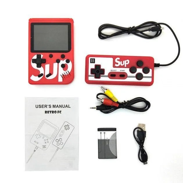 Портативна ігрова консоль Ретро приставка 400 ігор 8bit SUP Game Box з джойстиком та кабелем для ТВ Red