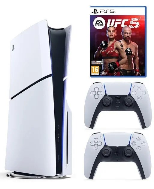 Приставка PS5 Slim с Blu-Ray приводом + доп джойстик + UFC 5