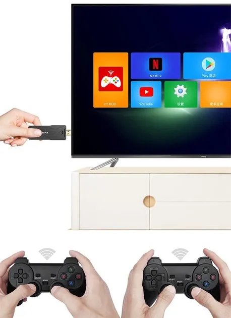 Игровая приставка для телевизора Game Stick 4K HD GT65 с беспроводными джойстиками 64GB