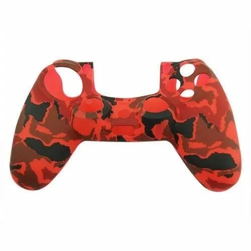 Защитный силиконовый чехол Red Camouflage для геймпада Sony DualShock 4 (PS4) + в подарок накладки на стики
