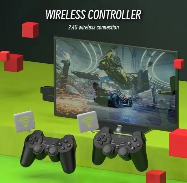 Игровая приставка M8 64gb Data Frog 4K HDMI + 2 беспроводных джойстика, консоль для телевизора