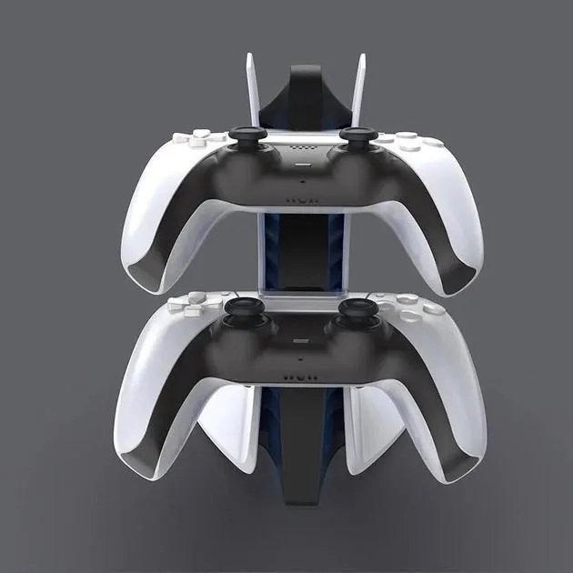 Зарядка для джойстика PS5 Док Станция для PlayStation 5 PS5 DualSense на 2 геймпада с LED подсветкой Светло-серый (3453225423)