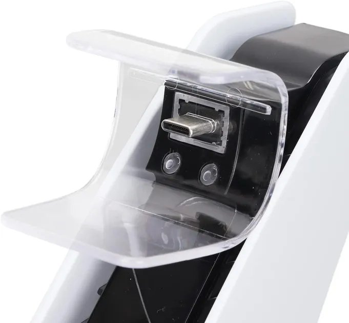 Зарядка для джойстика PS5 Док Станция для PlayStation 5 PS5 DualSense на 2 геймпада с LED подсветкой Светло-серый (3453225423)