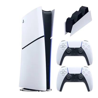 Набор Консоль Sony PlayStation 5 Slim Digital Edition 1TB (0000005932) White + Геймпад Беспроводной DualSense + Зарядное Устройство Проводной DualSense