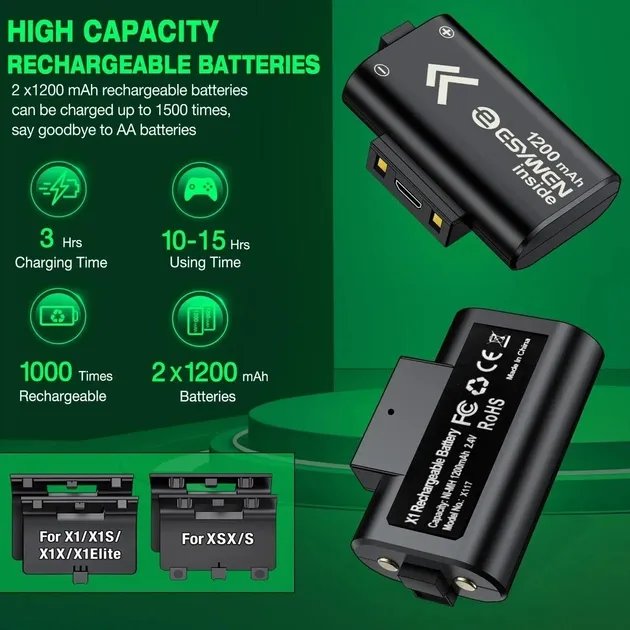 Зарядные аккумуляторы для геймпадов Xbox one series X S Xbox one Xbox one X Xbox One elite 1200mah