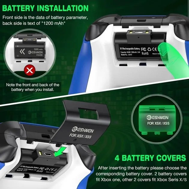 Зарядные аккумуляторы для геймпадов Xbox one series X S Xbox one Xbox one X Xbox One elite 1200mah
