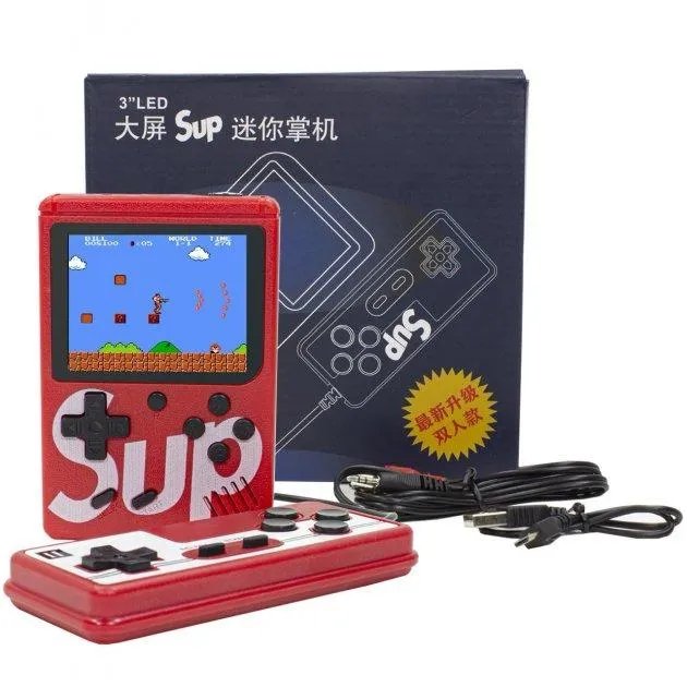 Портативная Игровая приставка Game Box Sup 400 в 1, Консоль + Джойстик Red
