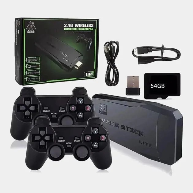 Игровая приставка Primo Game Stick M8 Lite 64Gb с беспроводными джойстиками Primo GAME-STICK-M8-64G черный