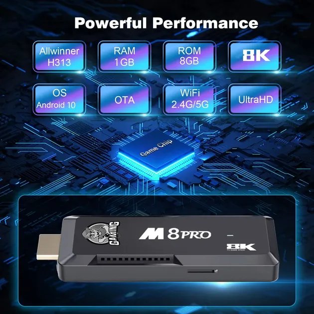 Игровая приставка Game Stick с Android Тв 64GB 10000 игр беспроводные джойстики M8PRO HD 4K