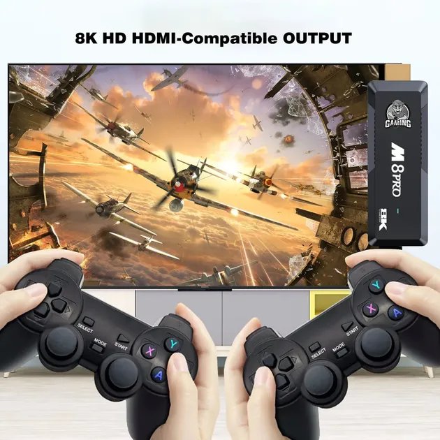 Игровая приставка Game Stick с Android Тв 64GB 10000 игр беспроводные джойстики M8PRO HD 4K