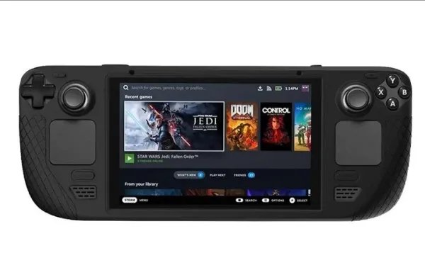 Защитный противоударный силиконовый чехол бампер Farad для игровой консоли Valve Steam Deck/черный