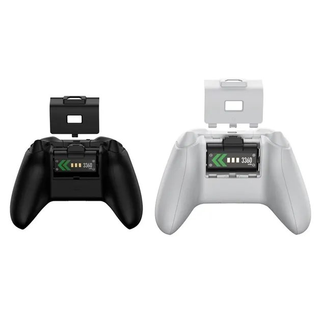 Аккумуляторная батарея DOBE 1400 mAh (2шт) для геймпада Microsoft Wireless Controller консоли Xbox Series S | X, Xbox One / X / S / Elite / две белые, две черные крышки / зарядный кабель Type-C / LED индикатор статуса зарядки