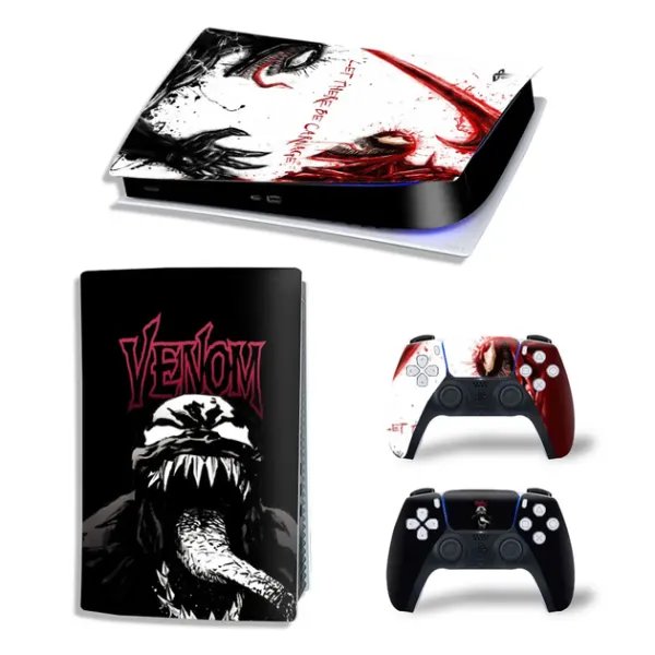 Виниловая наклейка для Sony PlayStation PS5 Venom Black/Red 2 360
