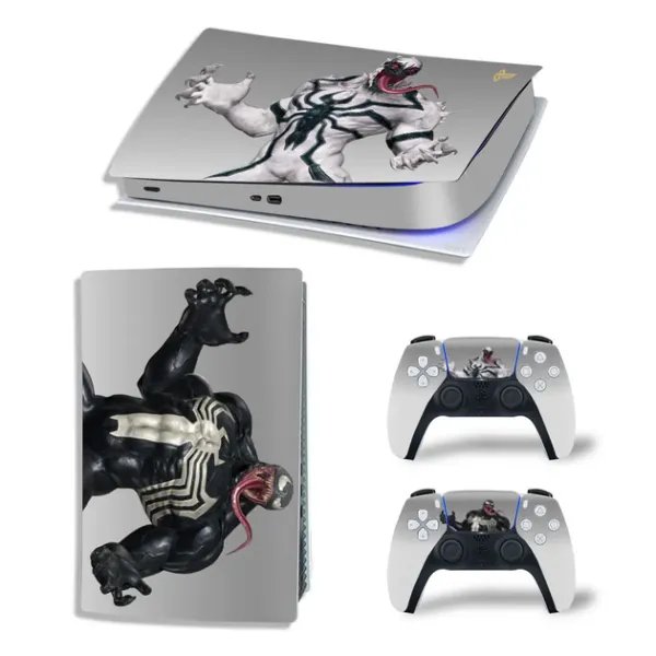 Виниловая наклейка для Sony PlayStation PS5 Venom Silver 360