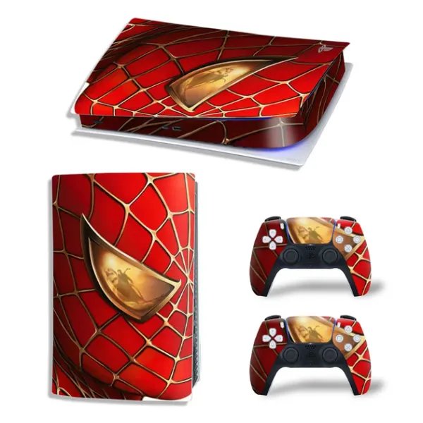 Виниловая наклейка для Sony PlayStation PS5 Spiderman macro Red 360