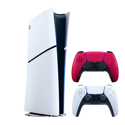 Набор Консоль Sony PlayStation 5 Slim Digital Edition 1TB (0000005932) White + Геймпад Беспроводной DualSense Cosmic Red