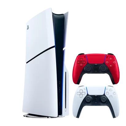 Набор Консоль Sony PlayStation 5 Slim Blu-ray 1TB (96989) White + Геймпад Беспроводной DualSense Volcanic Red