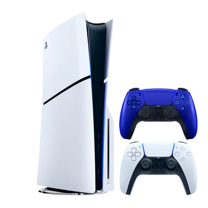 Набор Консоль Sony PlayStation 5 Slim Blu-ray 1TB (96989) White + Геймпад Беспроводной DualSense Cobalt Blue