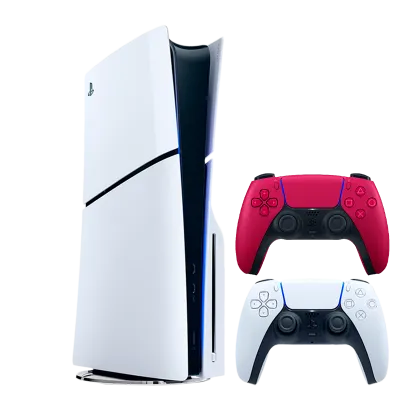 Набор Консоль Sony PlayStation 5 Slim Blu-ray 1TB (96989) White + Геймпад Беспроводной DualSense Cosmic Red