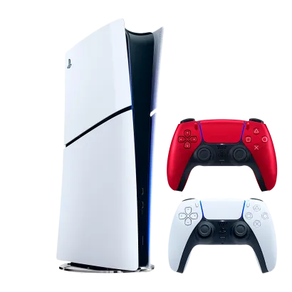Набор Консоль Sony PlayStation 5 Slim Digital Edition 1TB (0000005932) White + Геймпад Беспроводной DualSense Volcanic Red