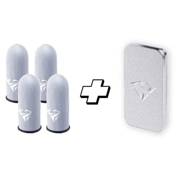 Игровые киберспортивные напальчники Heart + METAL BOX 2pr (2 пары / 4шт.) с металлической серой коробкой | для игр на телефоне pubg mobile standoff 2