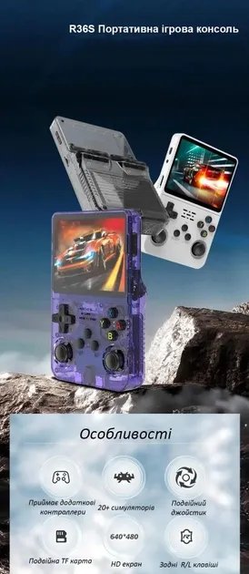 Портативная игровая ретро приставка Game Console R36S 64GB BLACK