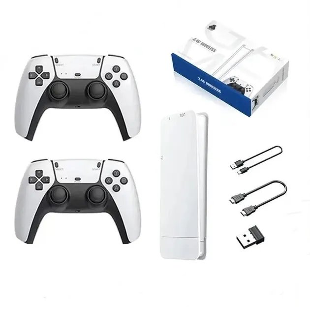 Игровая мини консоль HDMI M15 GAME STICK 4K 64GB 20000 бесплатных игр + два беспроводных контроллера белая PS1