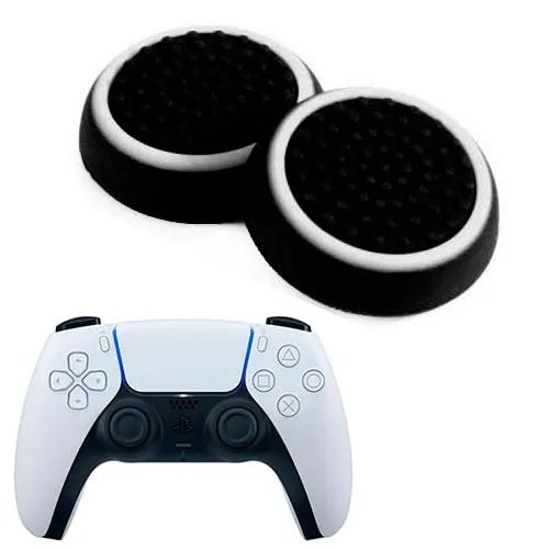 Силиконовые накладки на аналоговые стики Honson для джойстика PS5 Dualsense черные с белой окантовкой 2 шт