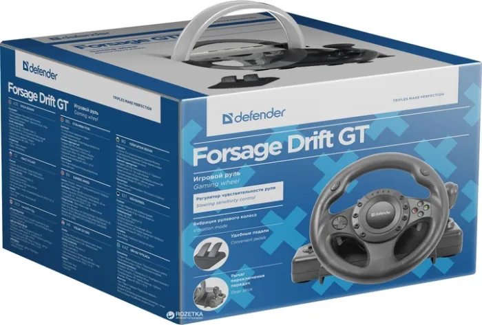 Проводной руль Defender Forsage Drift GT USB PC/PS3 Black (64370)