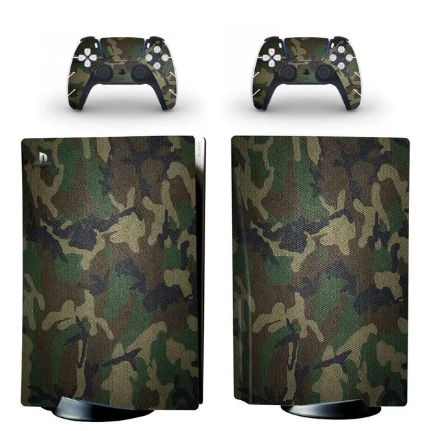 Вінілові наклейки на PS5 Disk Drive version і геймпад DualSense Камуфляж Sony PlayStation 5 ігрова консоль Skin (PV5060)